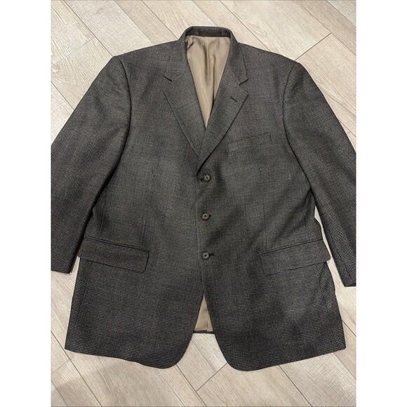 Vintage Monsieur By Givenchy Blazer Men's 46 Reg Wool Tweed Sport Coat USA Brown - Picture 1 of 12